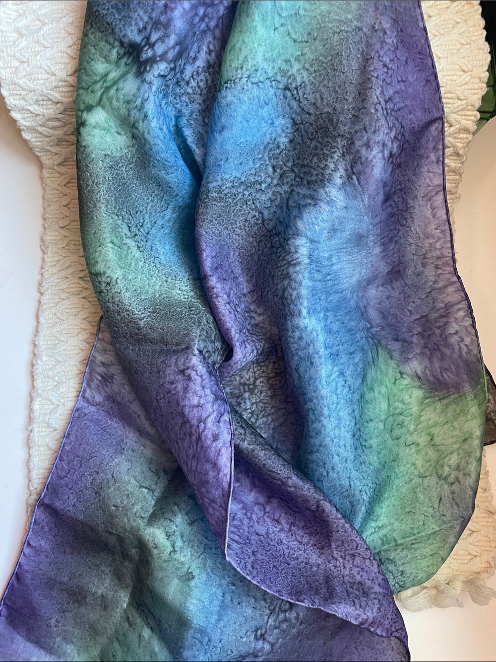 VTG 90s ACID-DYED SILK SCARF HANDMADE